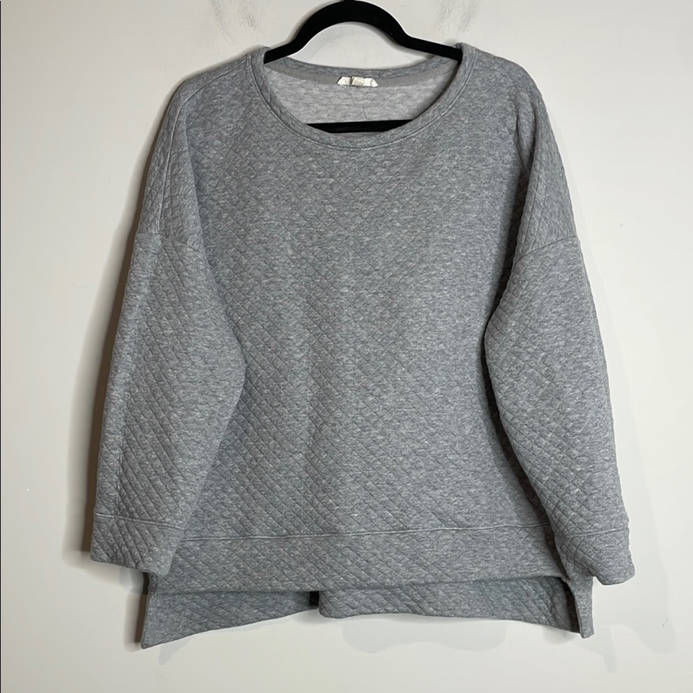 Eileen Fisher | Women’s Textured Grey Organic Cotton Blend Sweatshirt Size L